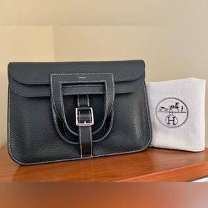 Authentic Hermes Halzan 31 bag in Black